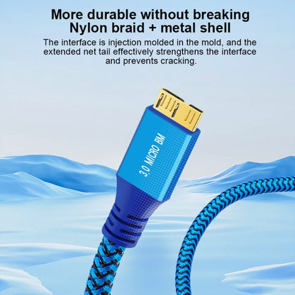 USB 3.0 Male To Micro USB 3.0 Male Braided Cable, Length:0.3m(Blue) by buy2fix
