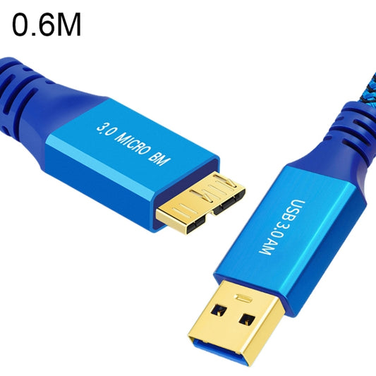 USB 3.0 Male To Micro USB 3.0 Male Braided Cable, Length:0.6m(Blue) by buy2fix