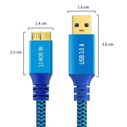 USB 3.0 Male To Micro USB 3.0 Male Braided Cable, Length:1m(Blue) by buy2fix