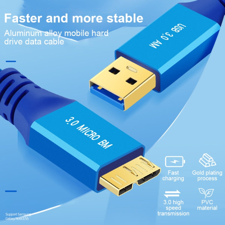 USB 3.0 Male To Micro USB 3.0 Male Braided Cable, Length:1m(Blue) by buy2fix