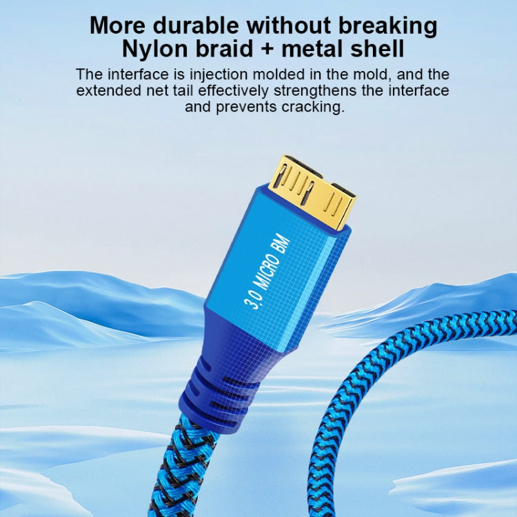 USB 3.0 Male To Micro USB 3.0 Male Braided Cable, Length:1m(Blue) by buy2fix