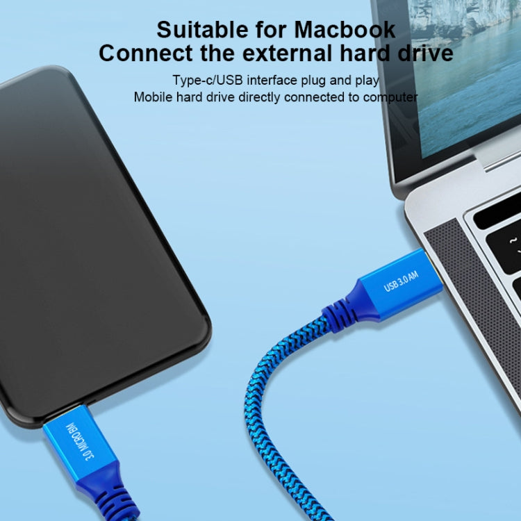 USB 3.0 Male To Micro USB 3.0 Male Braided Cable, Length:1m(Blue) by buy2fix