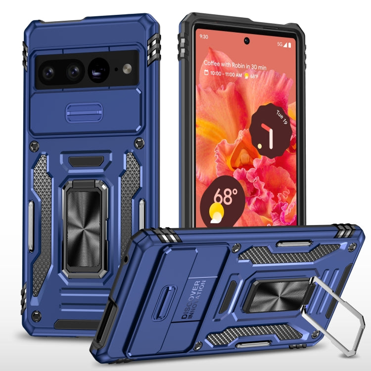 For Google Pixel 9 Pro XL 6.8 Armor PC + TPU Camera Shield Phone Case(Navy Blue) by buy2fix