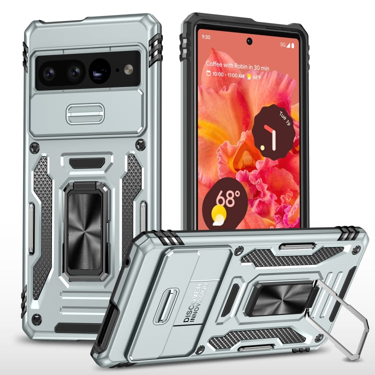 For Google Pixel 9 Pro XL 6.8 Armor PC + TPU Camera Shield Phone Case(Grey) by buy2fix