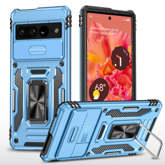 For Google Pixel 9 Pro XL 6.8 Armor PC + TPU Camera Shield Phone Case(Light Blue) by buy2fix
