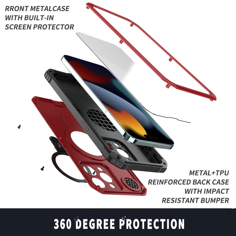 For iPhone 15 Pro Max Aromatherapy MagSafe Holder Life Waterproof Rugged Phone Case(Red) - iPhone 15 Pro Max Cases by buy2fix | Online Shopping UK | buy2fix