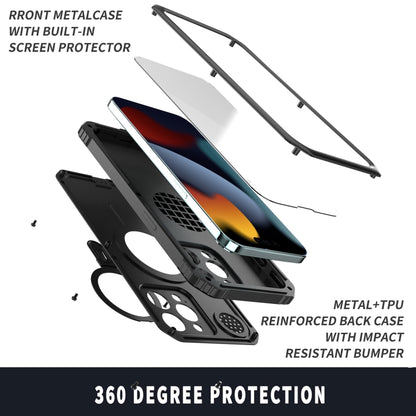 For iPhone 15 Pro Max Aromatherapy MagSafe Holder Life Waterproof Rugged Phone Case(Black) - iPhone 15 Pro Max Cases by buy2fix | Online Shopping UK | buy2fix