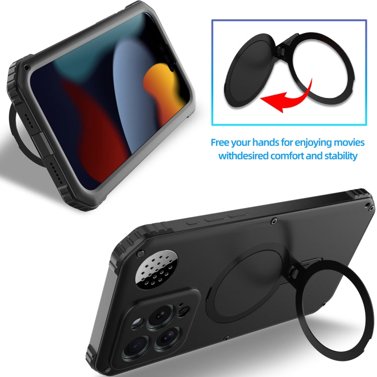 For iPhone 15 Pro Max Aromatherapy MagSafe Holder Life Waterproof Rugged Phone Case(Black) - iPhone 15 Pro Max Cases by buy2fix | Online Shopping UK | buy2fix