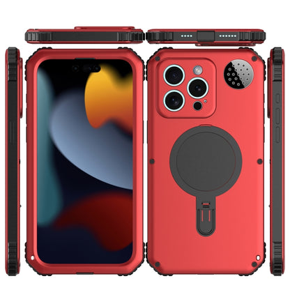 For iPhone 15 Pro Aromatherapy MagSafe Holder Life Waterproof Rugged Phone Case(Red) - iPhone 15 Pro Cases by buy2fix | Online Shopping UK | buy2fix