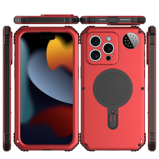For iPhone 15 Pro Aromatherapy MagSafe Holder Life Waterproof Rugged Phone Case(Red) - iPhone 15 Pro Cases by buy2fix | Online Shopping UK | buy2fix
