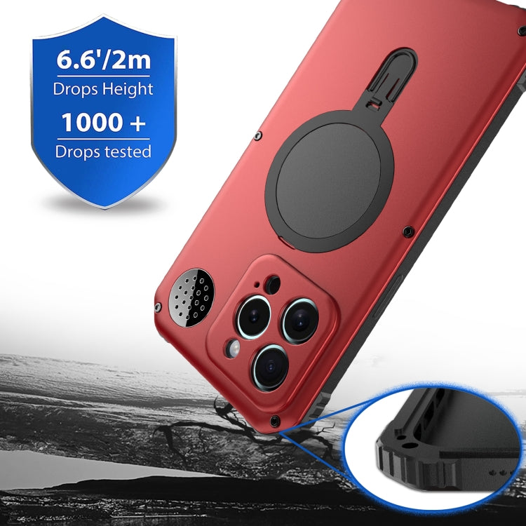 For iPhone 15 Pro Aromatherapy MagSafe Holder Life Waterproof Rugged Phone Case(Red) - iPhone 15 Pro Cases by buy2fix | Online Shopping UK | buy2fix