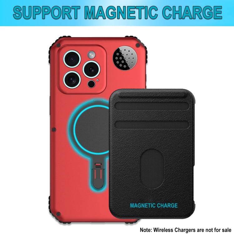 For iPhone 15 Pro Aromatherapy MagSafe Holder Life Waterproof Rugged Phone Case(Red) - iPhone 15 Pro Cases by buy2fix | Online Shopping UK | buy2fix