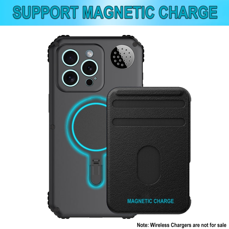 For iPhone 15 Pro Aromatherapy MagSafe Holder Life Waterproof Rugged Phone Case(Black) - iPhone 15 Pro Cases by buy2fix | Online Shopping UK | buy2fix