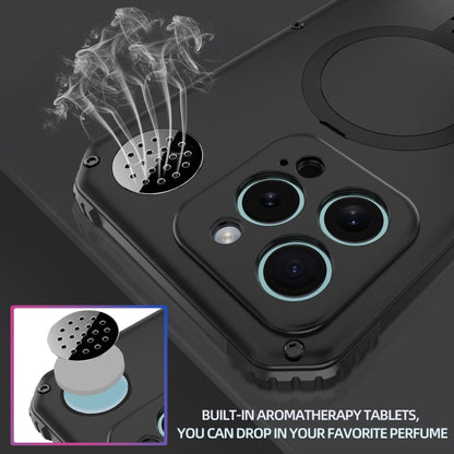 For iPhone 15 Pro Aromatherapy MagSafe Holder Life Waterproof Rugged Phone Case(Black) - iPhone 15 Pro Cases by buy2fix | Online Shopping UK | buy2fix