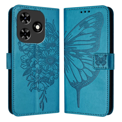 For Tecno Spark Go 2024 / Spark 20C Embossed Butterfly Leather Phone Case(Blue) by buy2fix