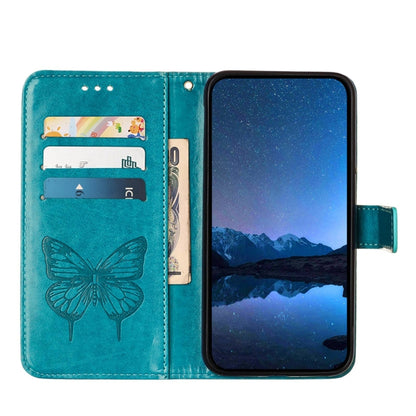 For Tecno Spark Go 2024 / Spark 20C Embossed Butterfly Leather Phone Case(Blue) by buy2fix