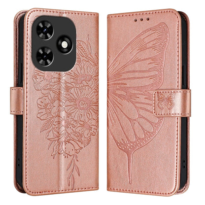 For Tecno Spark Go 2024 / Spark 20C Embossed Butterfly Leather Phone Case(Rose Gold) by buy2fix