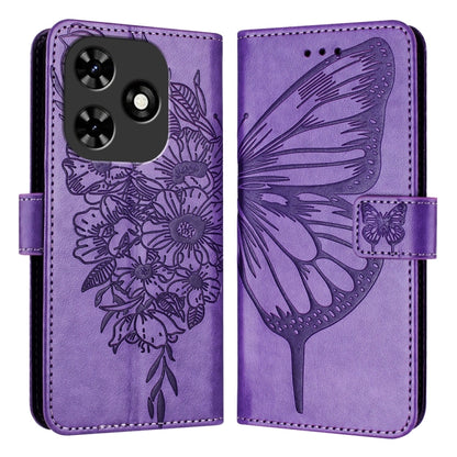 For Tecno Spark Go 2024 / Spark 20C Embossed Butterfly Leather Phone Case(Light Purple) by buy2fix