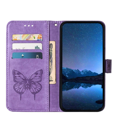 For Tecno Spark Go 2024 / Spark 20C Embossed Butterfly Leather Phone Case(Light Purple) by buy2fix