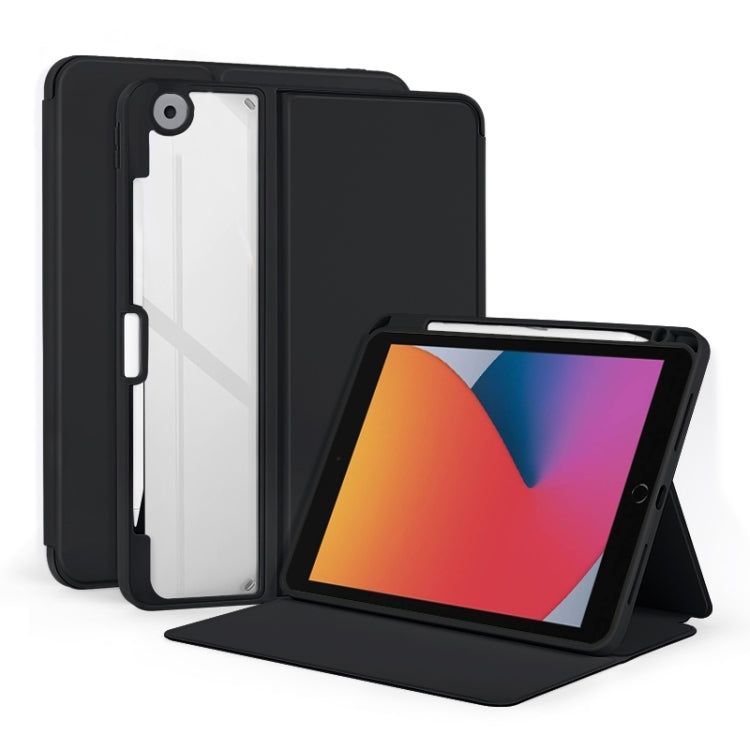 For iPad 10.2 2021 / 2020 2-Fold Clear Acrylic Leather Tablet Case(Black) - iPad 10.2 Cases by buy2fix | Online Shopping UK | buy2fix