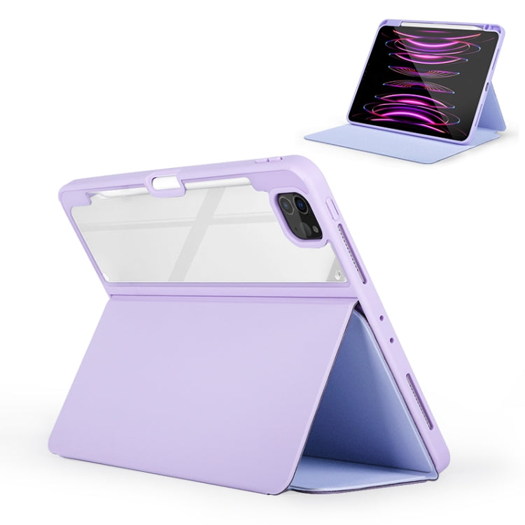 For iPad Air 2022/2020 10.9 2-Fold Clear Acrylic Leather Tablet Case(Light Purple) - iPad Air (2022) / (2020) 10.9 Cases by buy2fix | Online Shopping UK | buy2fix