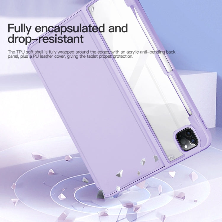 For iPad 10.2 2021 / 2020 2-Fold Clear Acrylic Leather Tablet Case(Baby Pink) - iPad 10.2 Cases by buy2fix | Online Shopping UK | buy2fix