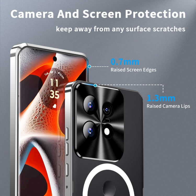 For Motorola Edge 50 Pro Frosted Metal MagSafe Magnetic Phone Case(Silver) - Motorola Cases by buy2fix | Online Shopping UK | buy2fix