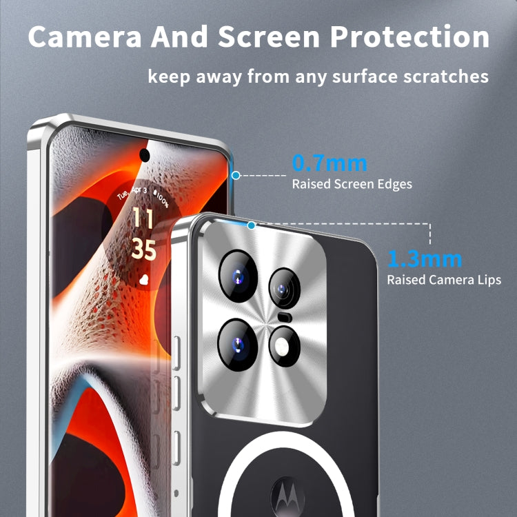 For Motorola Edge 50 Pro Frosted Metal MagSafe Magnetic Phone Case(Silver) - Motorola Cases by buy2fix | Online Shopping UK | buy2fix