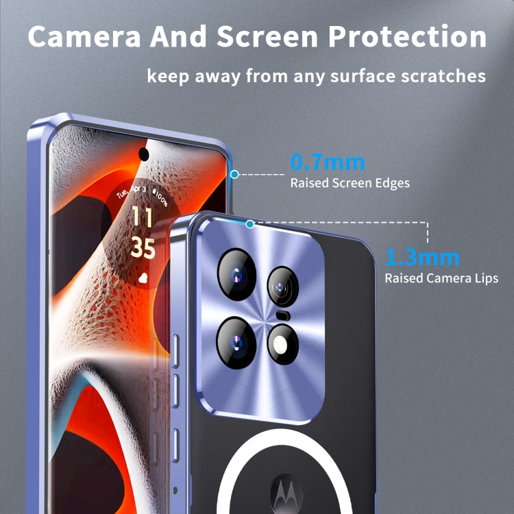 For Motorola Edge 50 Pro Frosted Metal MagSafe Magnetic Phone Case(Puprle) - Motorola Cases by buy2fix | Online Shopping UK | buy2fix