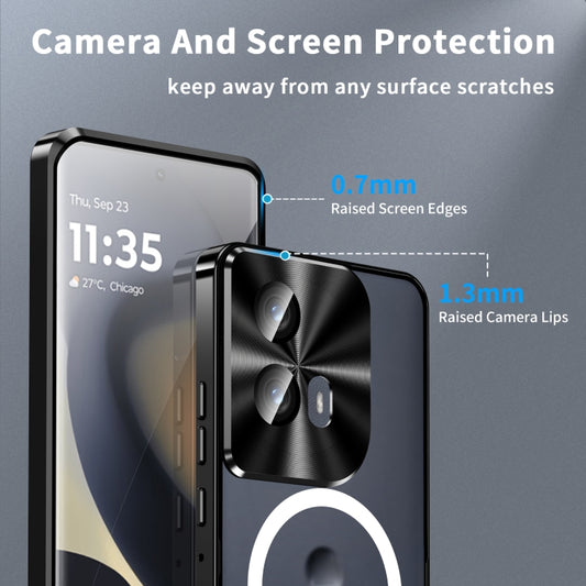 For Motorola Edge 2024 Frosted Metal MagSafe Magnetic Phone Case(Black) by buy2fix