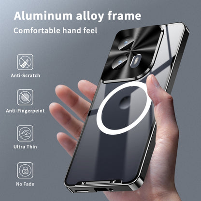 For Motorola Edge 2024 Frosted Metal MagSafe Magnetic Phone Case(Black) by buy2fix