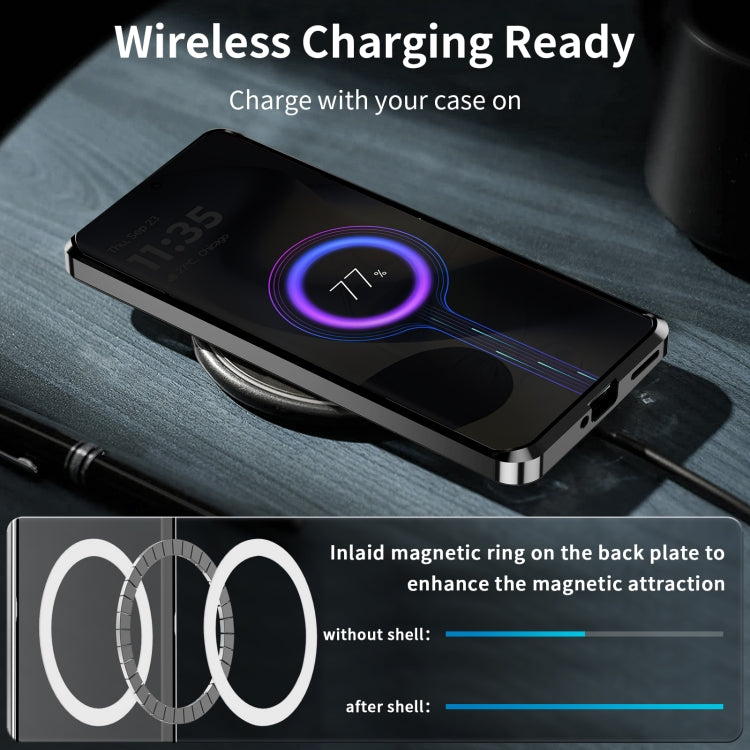 For Motorola Edge 2024 Frosted Metal MagSafe Magnetic Phone Case(Black) by buy2fix