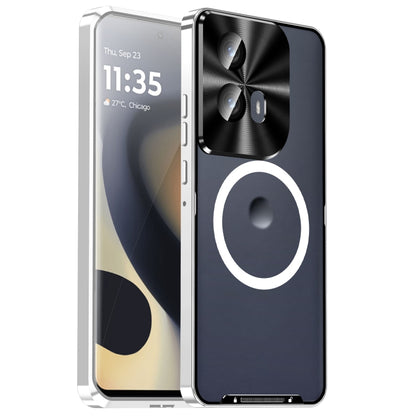 For Motorola Edge 2024 Frosted Metal MagSafe Magnetic Phone Case(Silver) by buy2fix