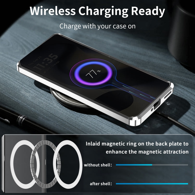 For Motorola Edge 2024 Frosted Metal MagSafe Magnetic Phone Case(Silver) by buy2fix