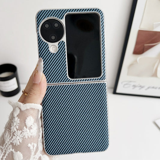 For OPPO Find N3 Flip Kevlar Carbon Fiber Ultra-thin Shockproof Phone Case(Blue) - OPPO Cases by buy2fix | Online Shopping UK | buy2fix