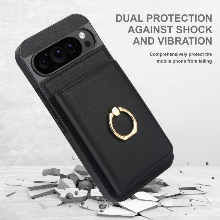 For Google Pixel 9 RFID Anti-theft Card Ring Holder Phone Case(Black) by buy2fix