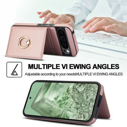 For Google Pixel 9 RFID Anti-theft Card Ring Holder Phone Case(Rose Gold) by buy2fix