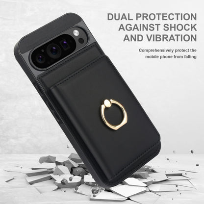 For Google Pixel 9 Pro XL RFID Anti-theft Card Ring Holder Phone Case(Black) by buy2fix