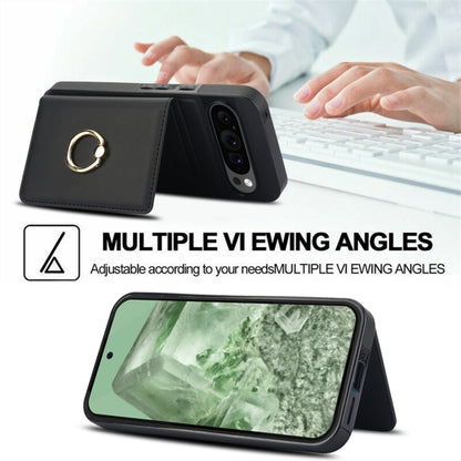 For Google Pixel 9 Pro XL RFID Anti-theft Card Ring Holder Phone Case(Black) by buy2fix