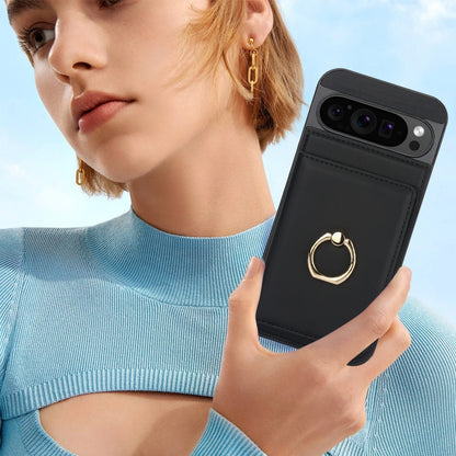 For Google Pixel 9 Pro XL RFID Anti-theft Card Ring Holder Phone Case(Black) by buy2fix
