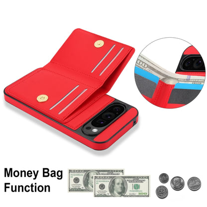 For Google Pixel 9 Pro XL RFID Anti-theft Card Ring Holder Phone Case(Red) by buy2fix