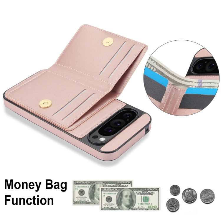 For Google Pixel 9 Pro XL RFID Anti-theft Card Ring Holder Phone Case(Rose Gold) by buy2fix