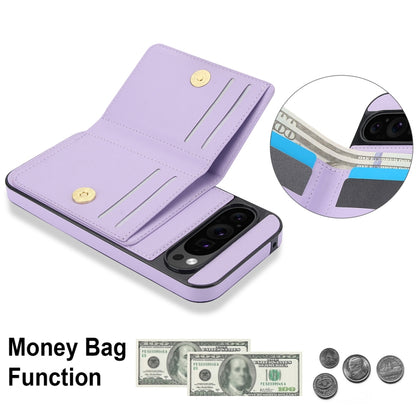 For Google Pixel 9 Pro XL RFID Anti-theft Card Ring Holder Phone Case(Purple) by buy2fix