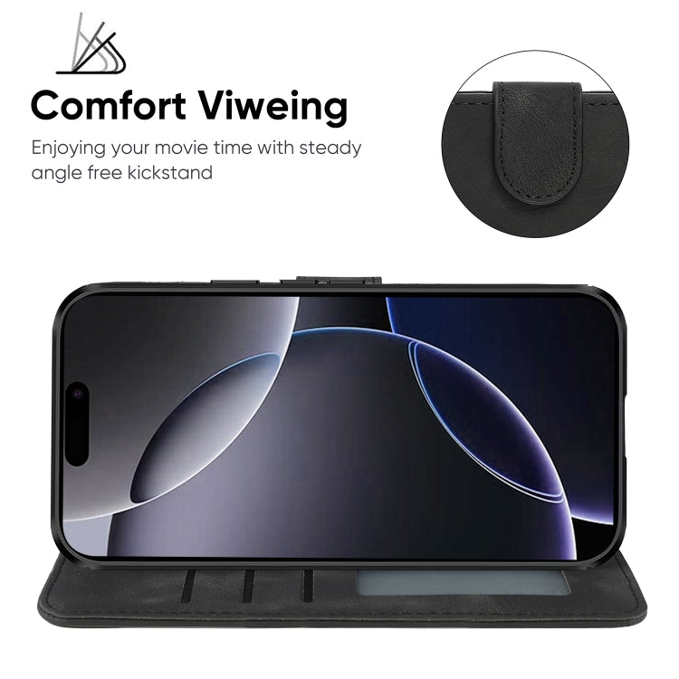 For iPhone 16 Pro Max Skin Feel Geometric Lines Leather Phone Case(Black) by buy2fix