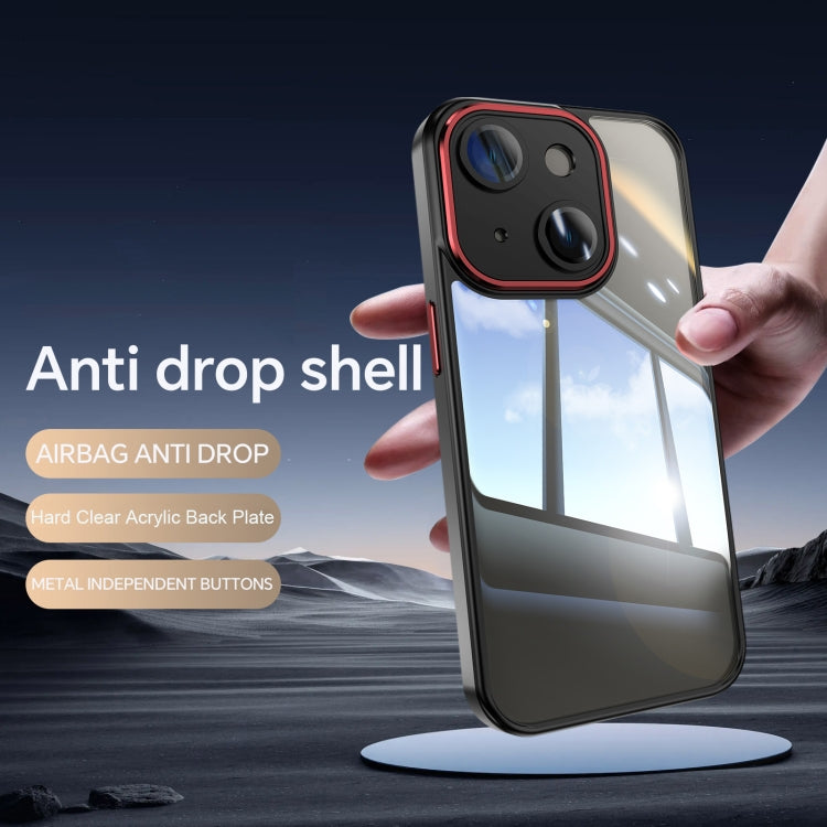 For iPhone 15 Acrylic Hybrid TPU Armor Shockproof Phone Case(Black Red) - iPhone 15 Cases by buy2fix | Online Shopping UK | buy2fix