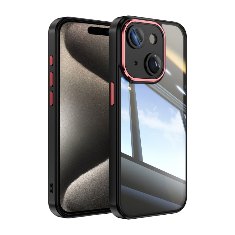 For iPhone 14 Acrylic Hybrid TPU Armor Shockproof Phone Case(Black Red) by buy2fix