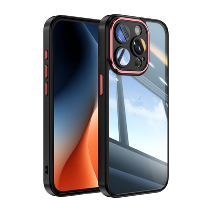 For iPhone 13 Pro Max Acrylic Hybrid TPU Armor Shockproof Phone Case(Black Red) by buy2fix