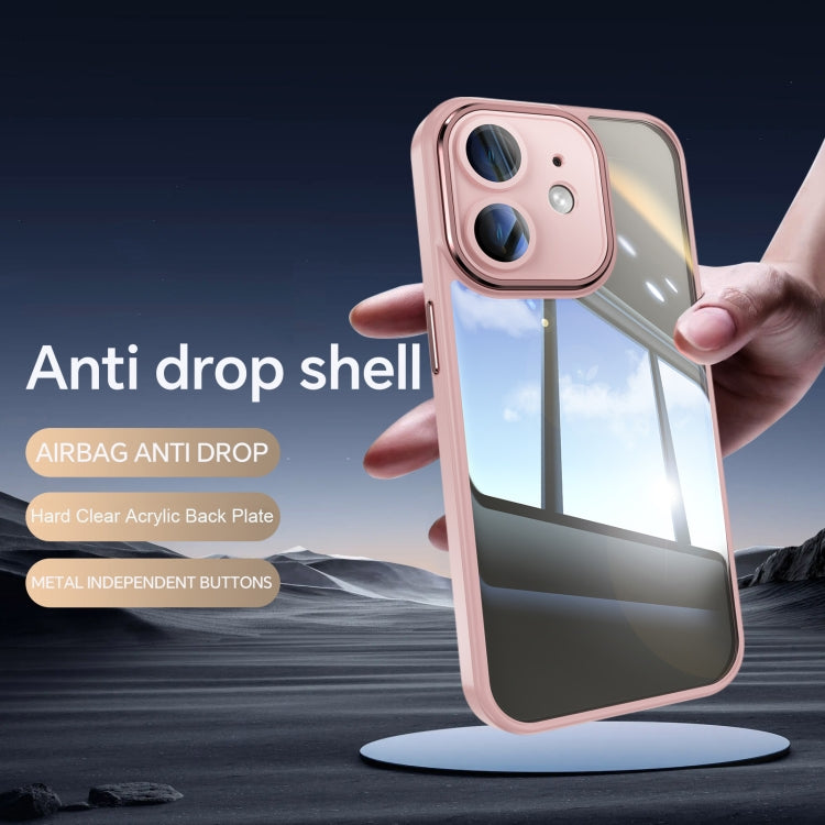 For iPhone 12 Acrylic Hybrid TPU Armor Shockproof Phone Case(Pink) by buy2fix