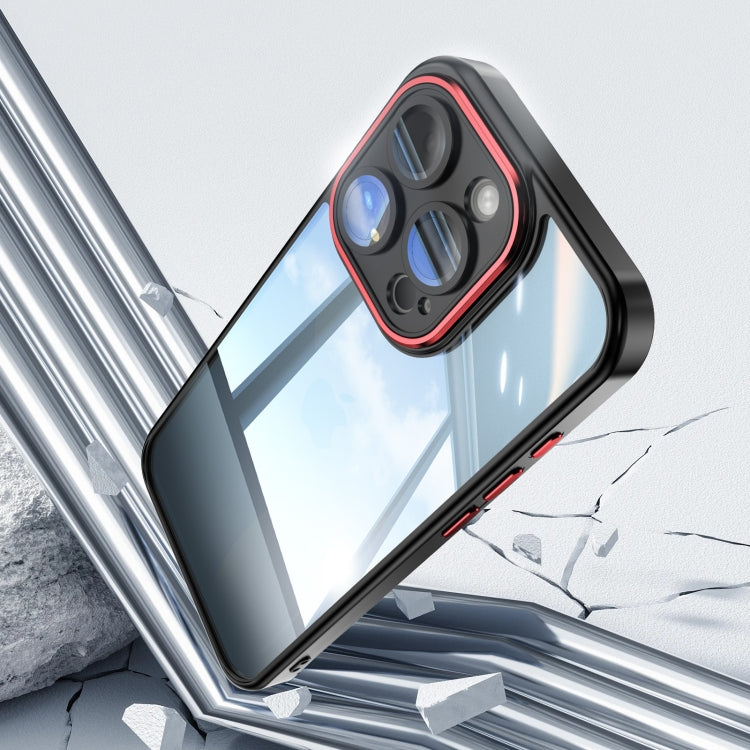 For iPhone 12 Pro Max Acrylic Hybrid TPU Armor Shockproof Phone Case(Black Red) by buy2fix