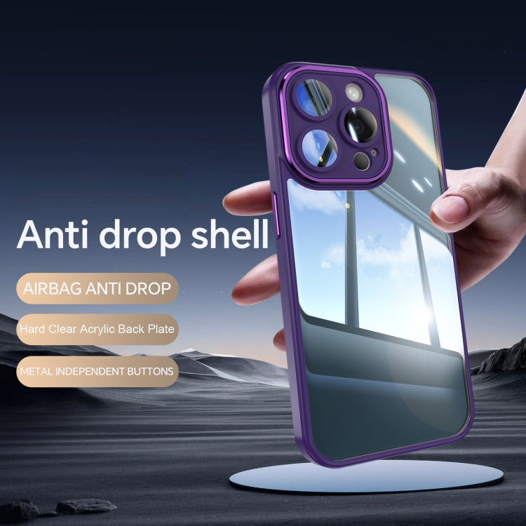 For iPhone 12 Pro Acrylic Hybrid TPU Armor Shockproof Phone Case(Purple) by buy2fix